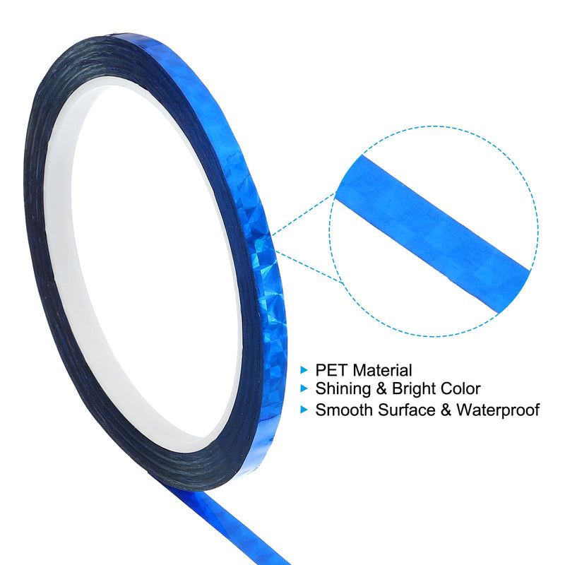 PATIKIL Prism Tape 0.24 Inch x 55 Yards, 2 Pack Holographic Metalized Reflective Self Adhesive for DIY Art Craft Wrapping Wall Decoration, Blue 6mm