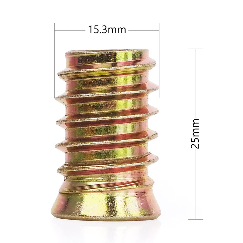 [Australia - AusPower] - 40Pcs 3/8"-16 x 25mm Threaded Inserts for Wood Furniture Screw in Nut Inserts 3/8-16 Threaded Bolt Fastener Connector Hex Socket Drive for Wood Furniture Assortment (with Hex Spanner) 