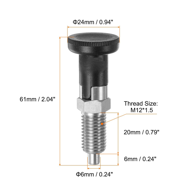 [Australia - AusPower] - Push Fit Ball Nose Spring Plunger M12x1.5 Thread Length 0.79" Pin Dia.6mm Stainless Steel Self-Locking Plunger Retractable Index Plunger for Industrial Equipment 
