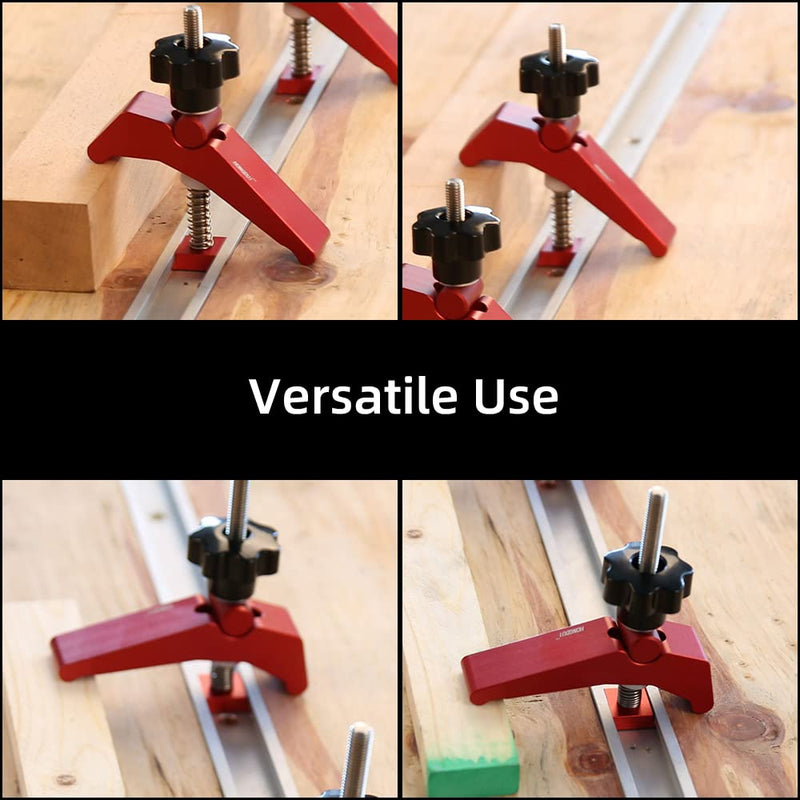 [Australia - AusPower] - HONGDUI YB07X Red Quick Acting Hold Down Clamp Aluminum Alloy T-Slot T-Track Clamp Set Woodworking Tool for Woodworking Table 