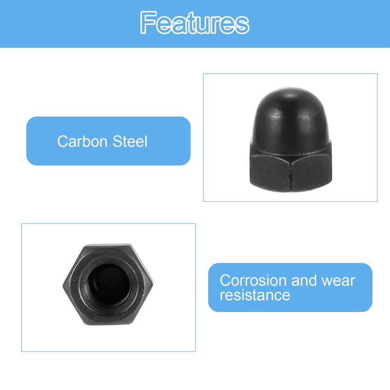 [Australia - AusPower] - uxcell M8x1.25 Acorn Cap Nuts, 50Pcs Carbon Steel Dome Cap Head Acorn Nut Hardware Nuts for Bolt Cover Zinc Plating, Black 50 