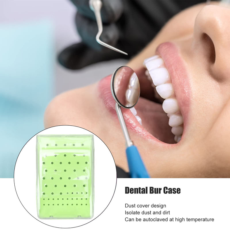 [Australia - AusPower] - Bur Autoclavable Case Organizer, 60 Hole Burs Holder with Cover Case, Burs Holder Burs Drill, Organizer Box Dentist Tool for Hospital (Green) Green 