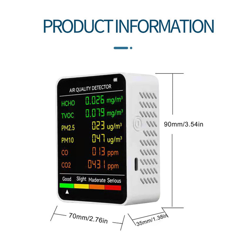 [Australia - AusPower] - CO2 Monitor, Indoor Air Quality Monitor, Portable Air Quality Meter for CO2 TVOC HCHO PM2.5 PM10 Detection, Air Quality Tester for Home (White) WHITE 
