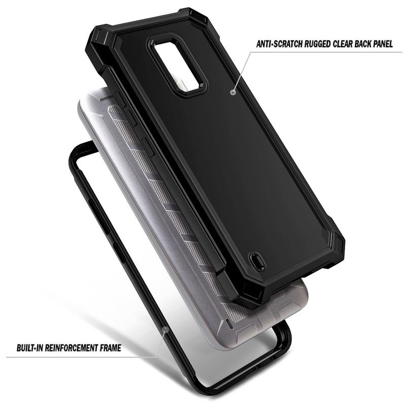 [Australia - AusPower] - Compatible with BLU View 4 (B135DL) / View 2 2023 Case with Tempered Glass Screen Protector, Full-Body Protective Shockproof Rugged Bumper Cover, Impact Resist Case (Black) Black 