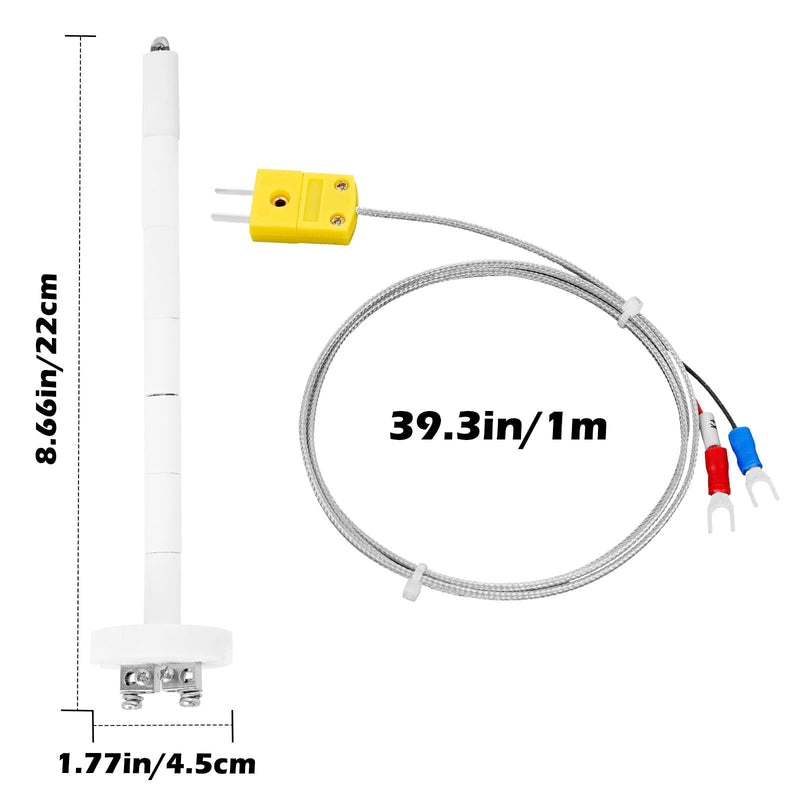 [Australia - AusPower] - K-Type Thermocouple Block Ceramic Kiln Insulator Kiln Sensor Probe Measuring Temperature 32 to 2372 °F(0 to 1300 °C) 3.3 FT Wire Extension F/C 11G High Tool 