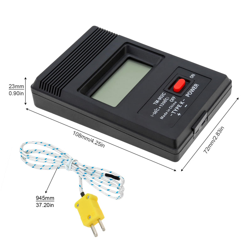 [Australia - AusPower] - K-Type Digital Thermometer with Thermocouple Probe Wire, -50°C to 1300°C Measurement Range, LCD Backlight LCD Thermometer 