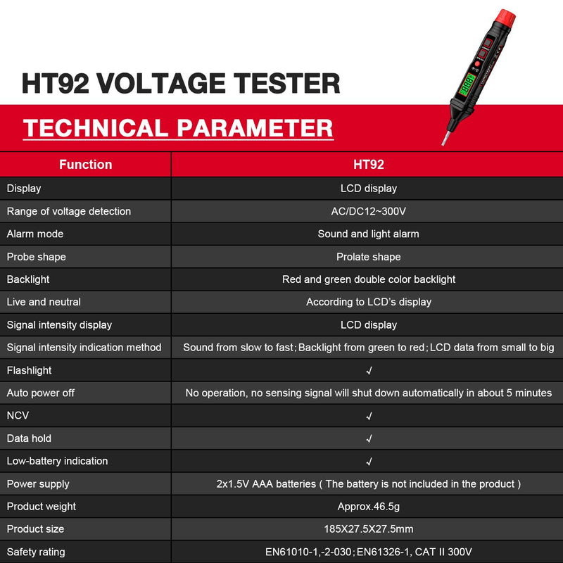 [Australia - AusPower] - Voltage Test Pen,SIUKE Digital Voltage Tester Pen Screwdriver 12V-300V AC Voltage Detector Slotted Screwdriver Test Pen Intelligent Induction Electroprobe for Home Appliance Repairing and Detection 