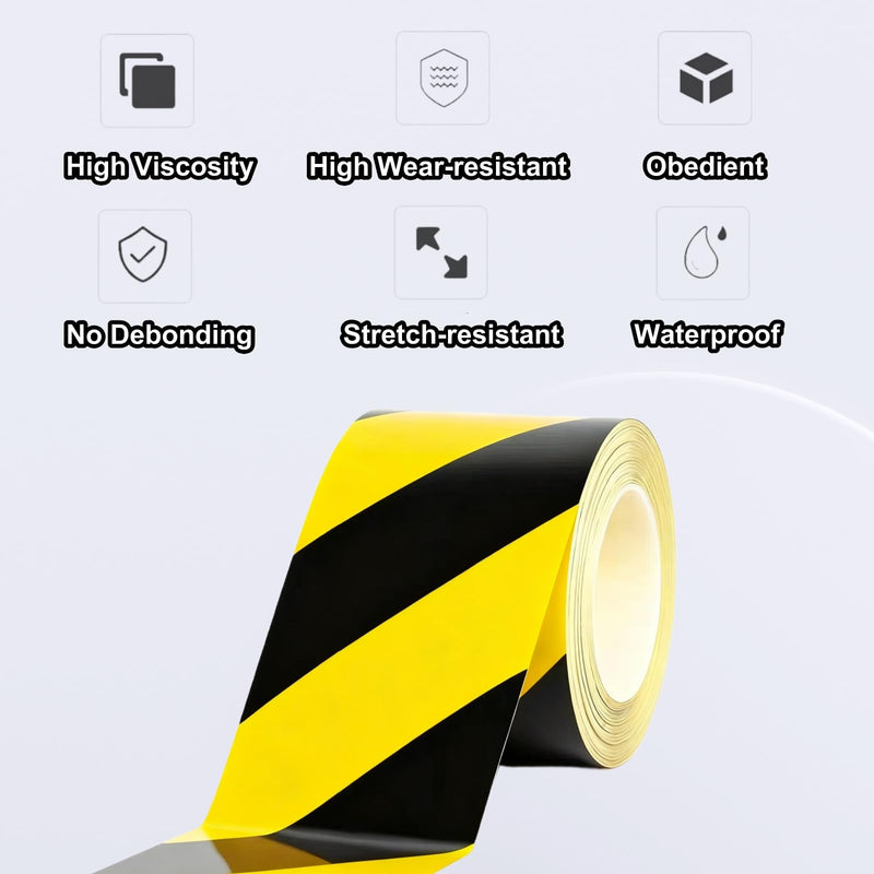 3 Inch x 110FT Caution Tape Hazard Tape Warning Tape Black and Yellow Safety Tape Strong Adhesive Wear Resistance Warterproof Caution Tape for Floor Marking, Caution and Aisle Marking, caution signs