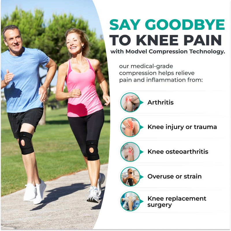 [Australia - AusPower] - MODVEL ELITE Knee Brace for Women & Men with Side Stabilizers, Patella Gel Pads Brace for Meniscus Tear for Maximum Knee Pain Support - ACL Knee Braces for Running, Workout, Arthritis & Joint Recovery Black Small/Medium 