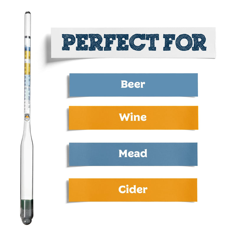 [Australia - AusPower] - Fermentaholics Triple Scale Hydrometer Test Kit | Hydrometer Test Jar Kit | Make Wine, Beer, Mead, Cider, and More | Measure ABV, Brix, and Specific Gravity (Hydrometer Test Kit - Glass Test Jar) 