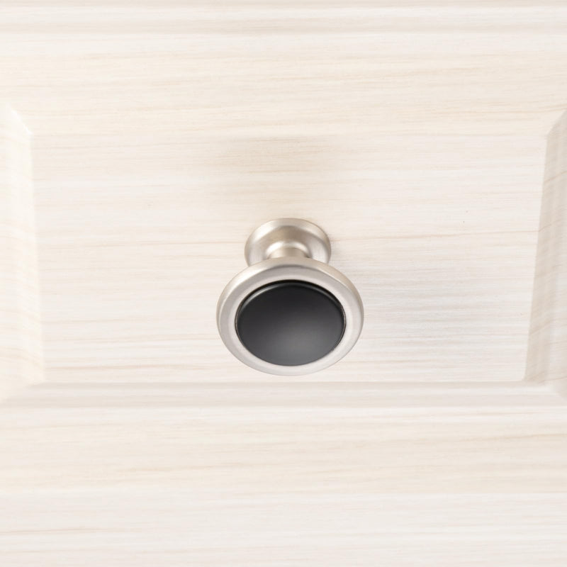 KOOFIZO 10 Pack Black and Nickel Kitchen Cabinet Knobs Matte Black and Silver Drawer Knobs 1960 Round Single Hole Cabinet Pulls for Cabinets Drawers Dresser Cupboard Bedroom Bathroom Knob 1 - 10Pcs Black + Brushed Nickel