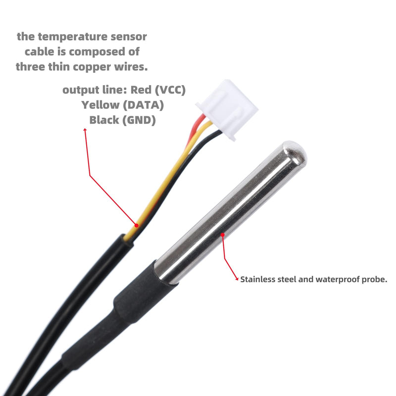 [Australia - AusPower] - 2PCS 5 Meter DS18B20 Temperature sensors Equipped with XH2.54-3Pin terminals, Waterproof Digital Temperature Probe sensors Compatible with Arduino, Raspberry, Pi 5-Meter/16.4FT 