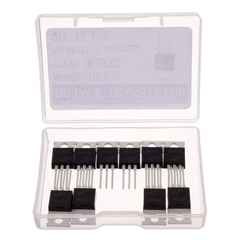 [Australia - AusPower] - BOJACK IRF840 MOSFET Transistors IRF840N 8A 500V N-Channel Power MOSFET TO-220AB (Pack of 10) 
