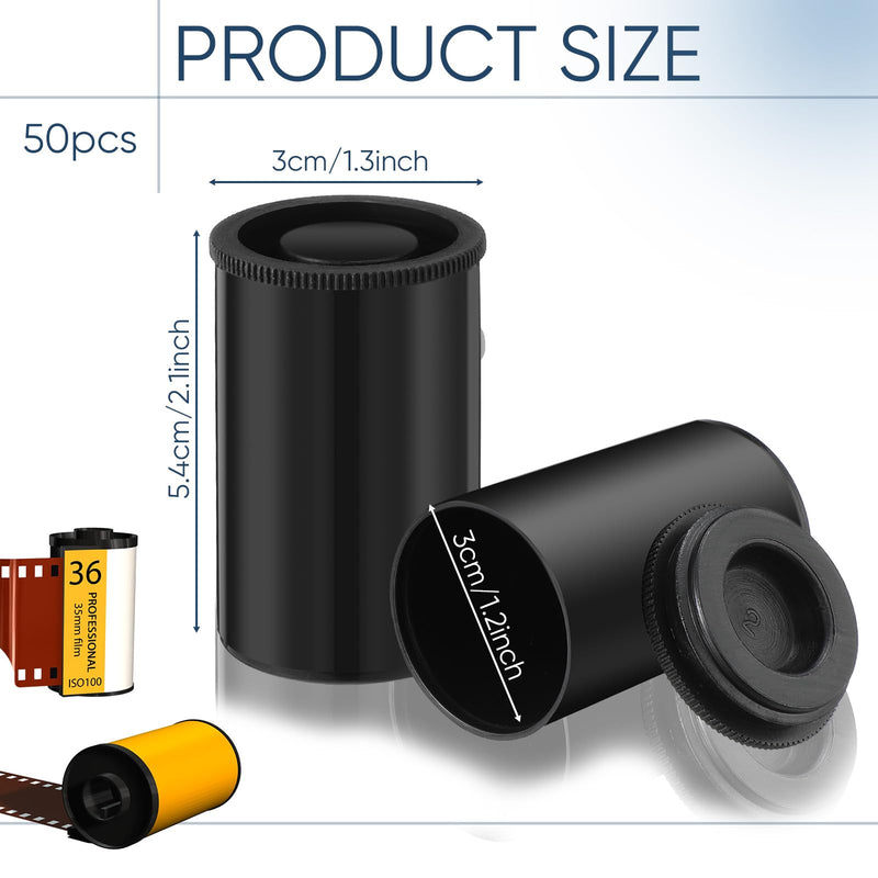 [Australia - AusPower] - 50 Pcs Film Canisters with Caps 35 mm Plastic Film Canister Holder Camera Reel Containers Empty Film Containers with Lids for Beads Fish Hook Keys Small Accessories Storage(Black) Black 
