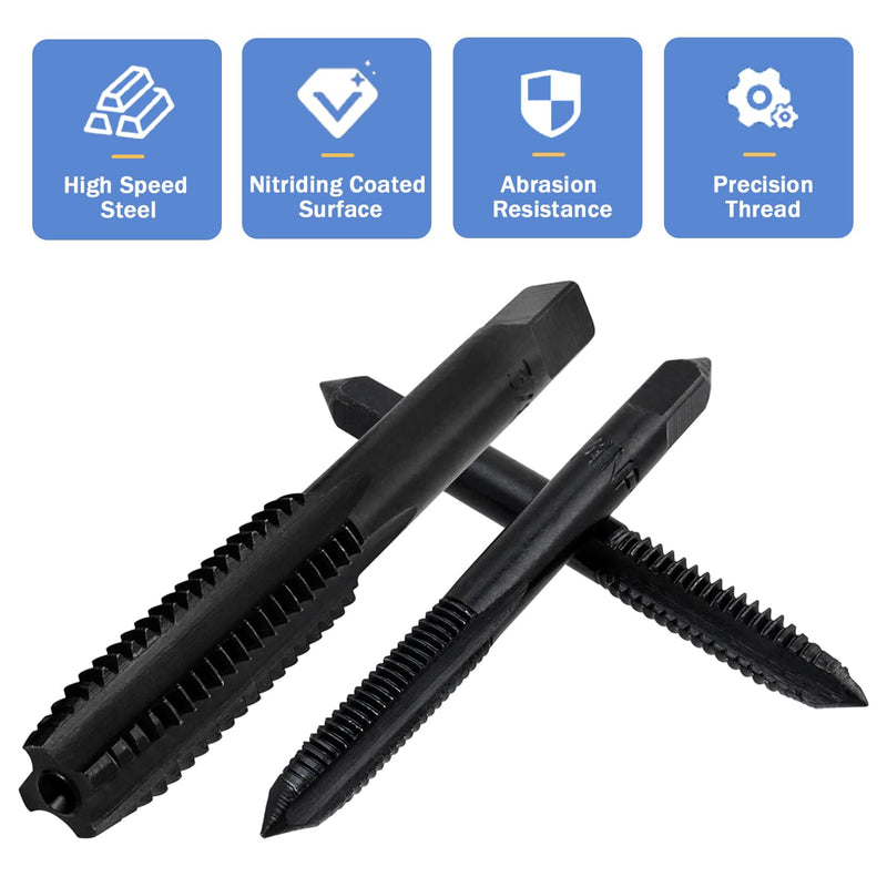 [Australia - AusPower] - Mesee 14 Pieces Thread Tap Combination Set Nitriding Coated HSS Straight Flute Thread Screw Taps SAE Size Machine Drill Thread Tapping Tool 6-32NC to 1/2-13NC 