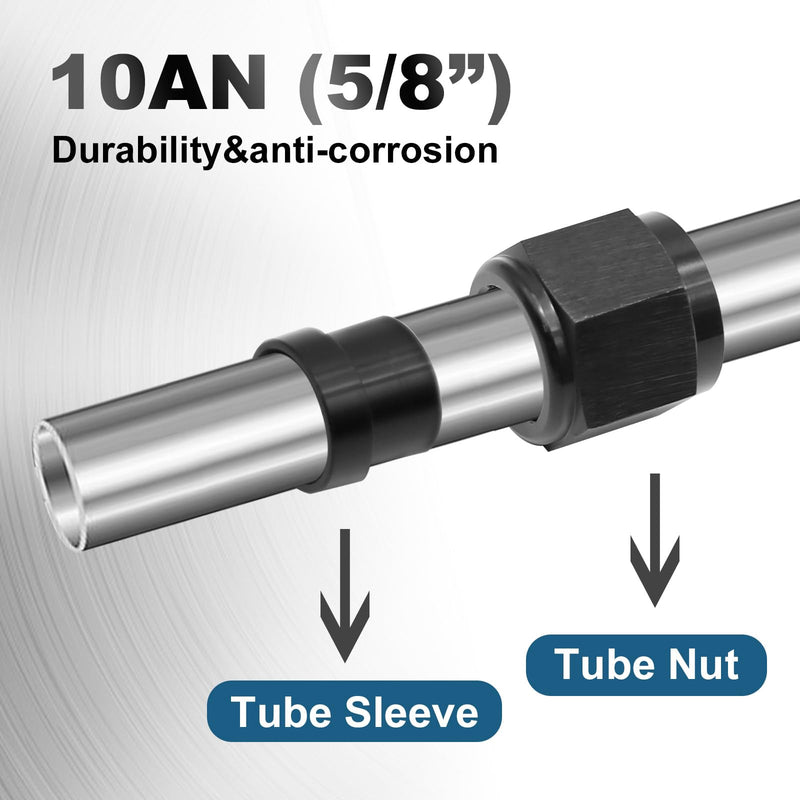 [Australia - AusPower] - 10AN 5/8'' Sleeve Fitting and Female Hardline Tube Nut for OD Aluminum Tubing (2 Pcs) 