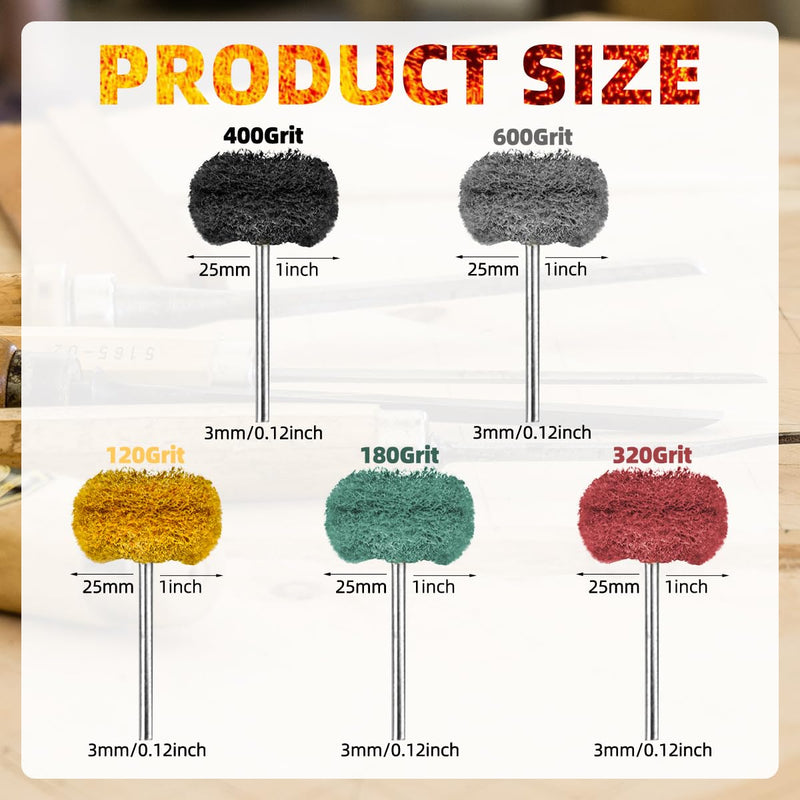 [Australia - AusPower] - 100Pcs Upgrades Abrasive Buffing Wheels,Wheels Burr for Rotary Tools-1/8(3mm) Shank,Rust Removal, Polishing.20Pcs Each Five-color set 