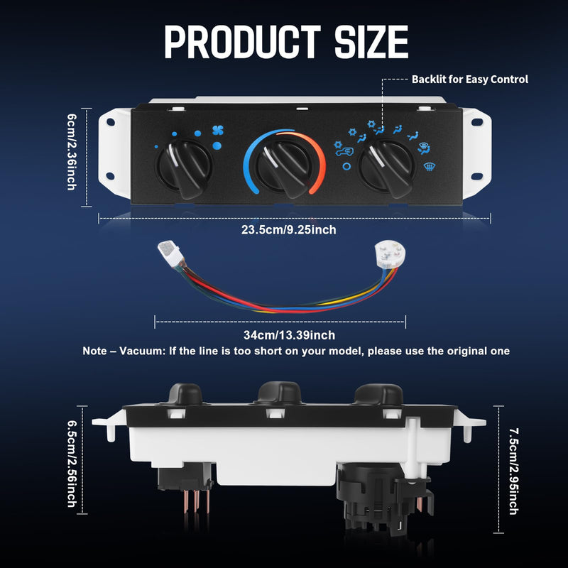 A/C Heater Control Panel with Blower Motor Switch Compatible with 1999-2004 Jeep Wrangler TJ, Climate Control Module Replace 55037473AB, BL101, HS-373