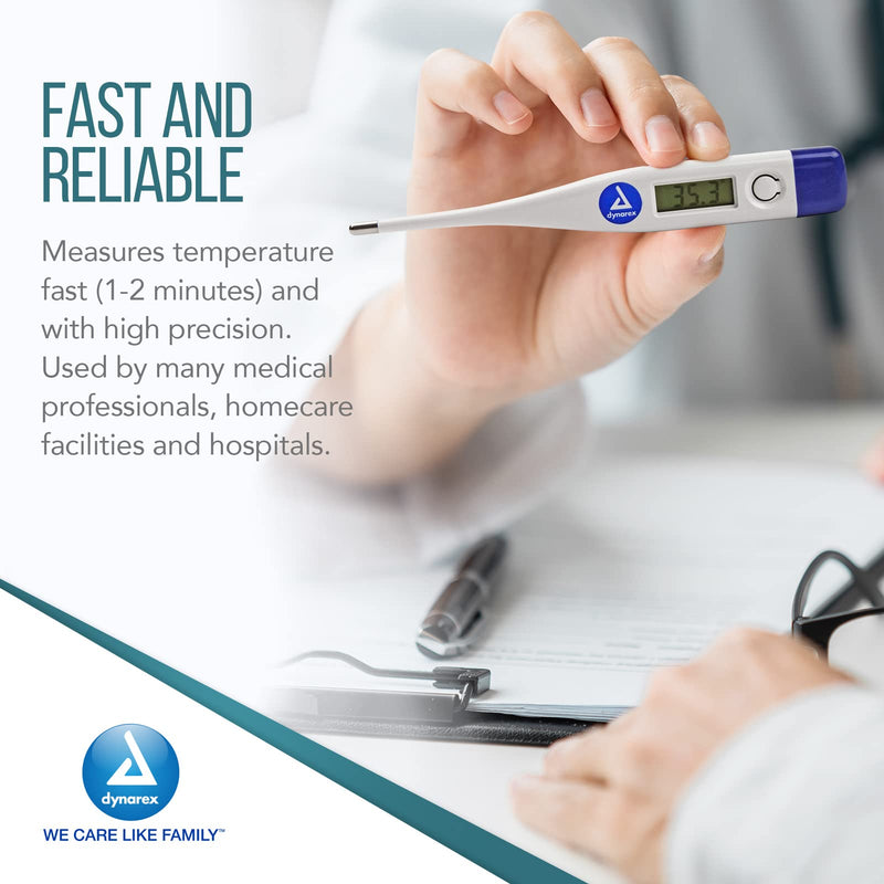 [Australia - AusPower] - Dynarex Digital & Oral Thermometer with Standard Tip for Adults and Kids, Accurate Medical Indicator with Alarm Measures Temperature by Mouth or Under The Arm, White 