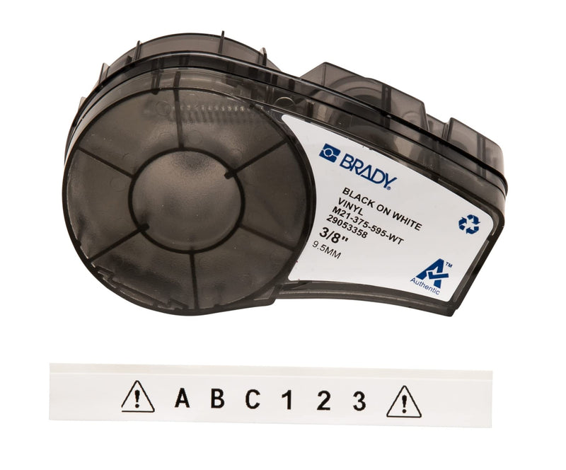 Brady Authentic (M21-375-595-WT) All-Weather Vinyl Label & Authentic (M21-1500-427) Self-Laminating Wire Wrap