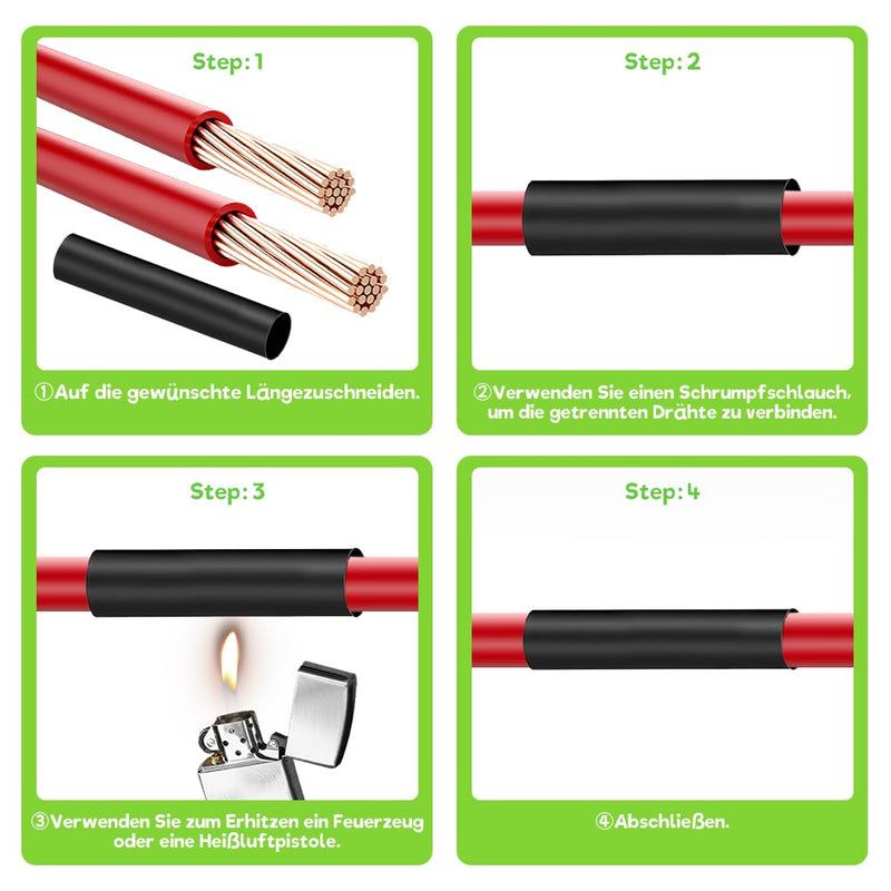 Joycabin 3:1 Heat Shrink Tube with Adhesive Diameter 15.4 mm & 2 m, Black Red | Double-walled, Waterproof, Insulating, Wear-resistant, Heat shrink tubing by the meter for cable insulation, marking, cable bundling Ø15.4 mm & 2 m
