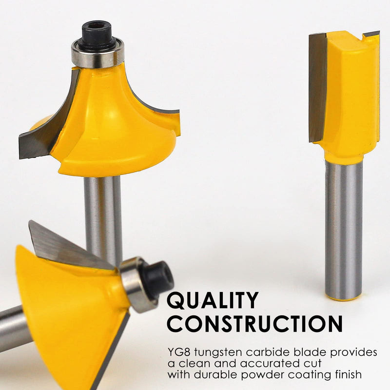 Router Bits Set 1/4 Inch Shank - BAIDETS 15 Pieces 1/4" Tungsten Carbide Router Bits, Woodwork Tools 15 Pcs, 1/4" Shank