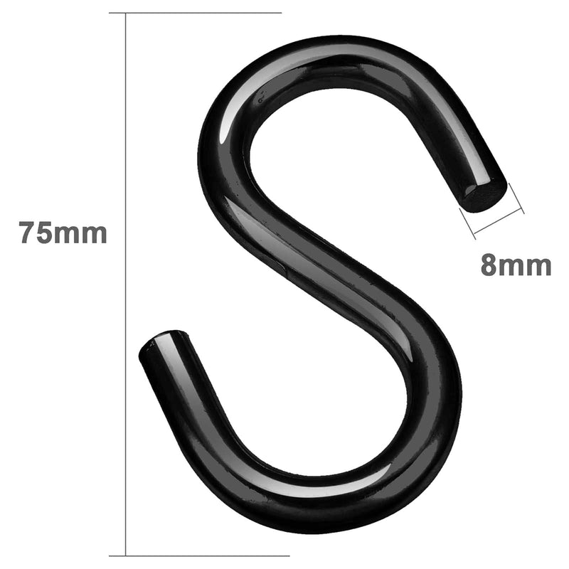 Shappy S Hooks Heavy Duty, Max 441 Lbs Black S Hooks for Hanging Plants Hammock S Shaped Hanging Hooks Strong Utility Hooks for Swing Pots Pans Kitchen Utensils Clothes Tools(3 Inch Long, 4 Pieces) 3 Inch Long