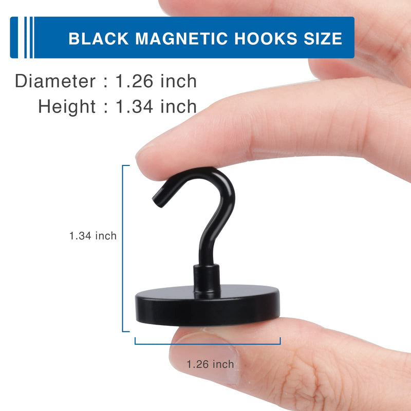 [Australia - AusPower] - LOVIMAG Black Magnetic Hooks Heavy Duty, 110lbs Strong Neodymium Magnet Hooks with Epoxy Coating for Cruise Cabins, Magnets with Hooks for Locker, Classroom, Kitchen,Office,Metal Door etc-4 Pack 110lbs-4 Pcs 