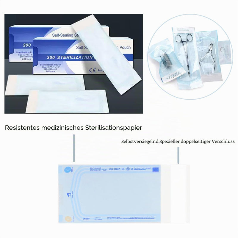 WARRIOR Sterilization Bags, Sterilization Bags, 200 Pieces, Autoclave Bags, Self Sterilization Bags, Self Sealing Sterilization Bag (135 x 280 mm) 135 x 280 mm