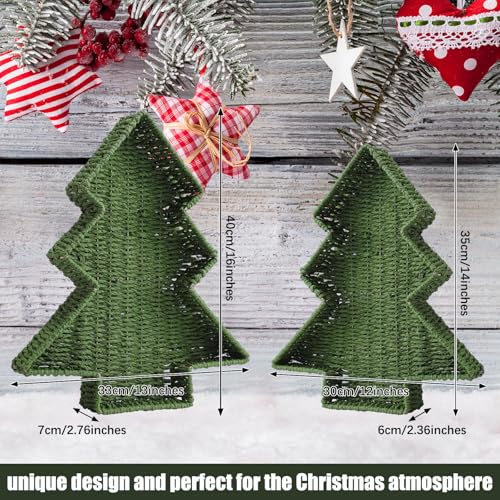 Vesici 2 Pcs Christmas Tree Wicker Basket, 16‘' 14‘' Xmas Serving Trays