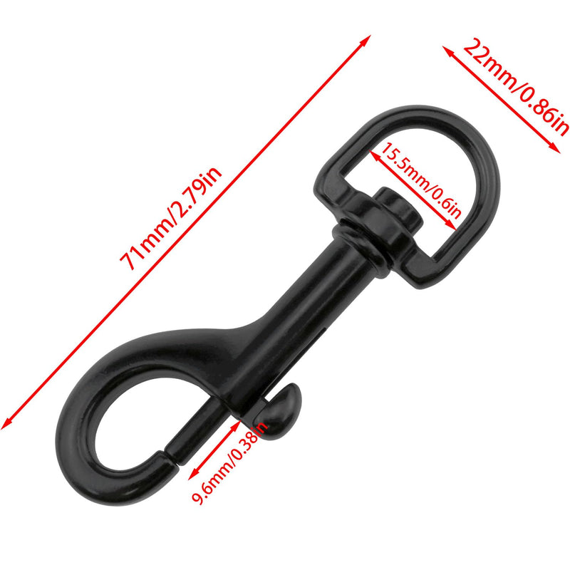 [Australia - AusPower] - VAKTOK-4PCS Flagpole Snap Hook Black Heavy Duty Swivel Eye Bolt Snap Used for flagpole, Outdoor Clasp, Dog Leash, Leather Craft, Sling Spring end Accessories 
