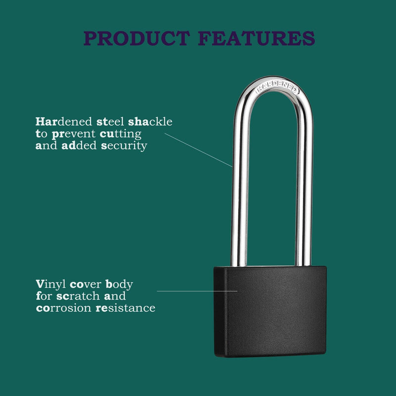 [Australia - AusPower] - Aluminum Padlock with Key, 2-1/2 Inch Long Shackle Pad Lock with 2 Keys? Lock and Key for Outdoor Fence? Sheds, Storage Unit, Gate, Toolbox,Trailer?Garages?2 Pack Black*2LS 