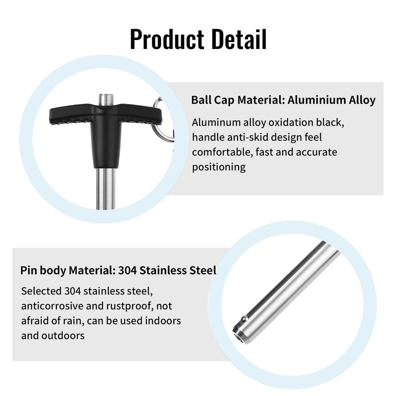 [Australia - AusPower] - T Handle Quick Release Pin 5/16 Inch Diameter ,Stainless Steel Ball Locking Pin with Push Button Lanyard Cable Usable Length 3.15"(8*80mm) 8mm-80mm 