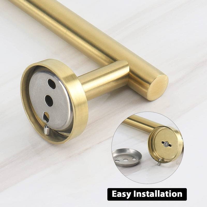 NearMoon Bath Towel Bar, Thicken Stainless Steel Shower Towel Rack Holder Wall Mounted for Bathroom, 26-lnch Overall Length-24-lnch Usable Hanging Space (1 Pack, Brushed Gold) 26 Inch 1