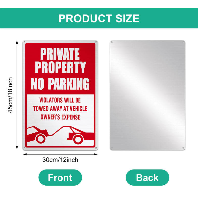 Outus 6 Pcs No Parking Sign, 18 x 12 Inches Reflective Private Property Sign Violators Will Be Towed, Rust Free Aluminum, UV Protected, Weather Resistant, Waterproof, Durable Ink, Easy to Mount