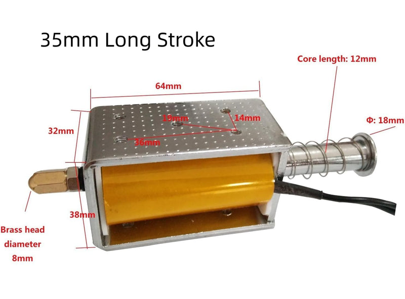 [Australia - AusPower] - Push Pull Solenoid DC 12V 35mm Long Stroke Small Electromagnetic Solenoids Electric Magnet For Automobiles, DIY (DC 12V) 
