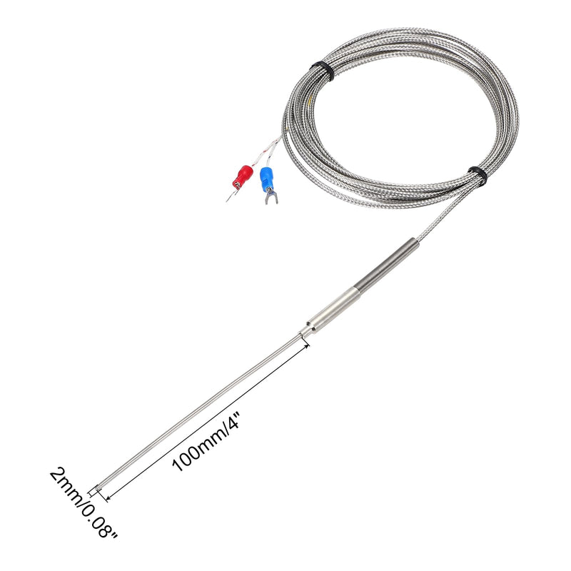 [Australia - AusPower] - MECCANIXITY E Type Thermocouple Temperature Sensor Probe 2x100mm 9.8ft Wire 0 to 800°C(32 to 1472°F) Stainless Steel 