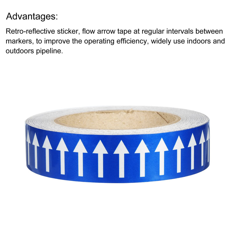 PATIKIL White on Blue Color Arrow Tape Vinyl Stickers Arrow Labels 30mm/1.2" for Pipe Markers, 1 Roll