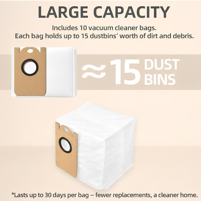 10 Packs Dust Bgas for Ionvac SmartClean V4 Self Emptying Robot Vacuum Cleaner Replacement 10 Vacuum Bags