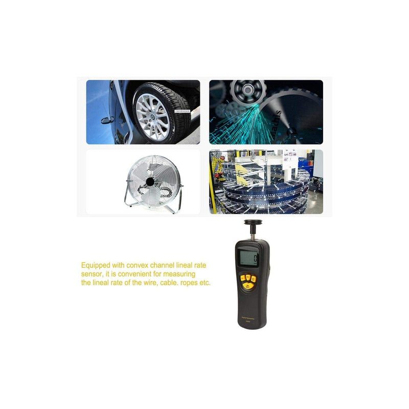 [Australia - AusPower] - Digital Contact Tachometer,LCD Handheld Tachometer 0.5-19999RPM,High Tester Counter with Max/Min/Last Data Backlight Hold Functions 
