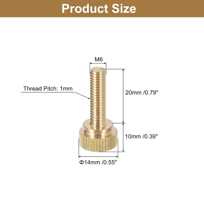 [Australia - AusPower] - uxcell M6x20mm Knurled Thumb Screws, 5pcs Brass Knurled Thumb Screws Bolts with Shoulder Grip Knobs Fasteners, Brass Tone 5 