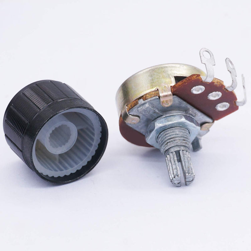 [Australia - AusPower] - TWTADE / 3pcs wh138 100 ohm Potentiometer Single Turn Rotary Linear Variable Potentiometer +3pcs black Aluminum alloy knob 