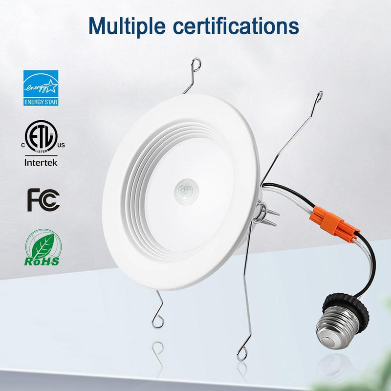 [Australia - AusPower] - 5 inch & 6 inch Retrofit LED PIR Motion Sensor Downlight,LED Recessed Light, 20W 120V-256V, 2000LM,Motion Activated Dusk to Dawn, Auto On/Off Indoor Outdoor Lighting (5500K Daylight) 2 Pack white light 