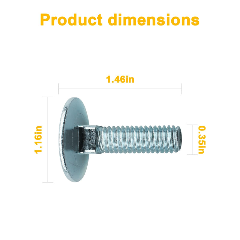 [Australia - AusPower] - 10 Pcs 014973239763 Elevator Bolts, 3/8-16 x 1-1/2 Flat Head Bolt, Zinc - Rust Resistant 