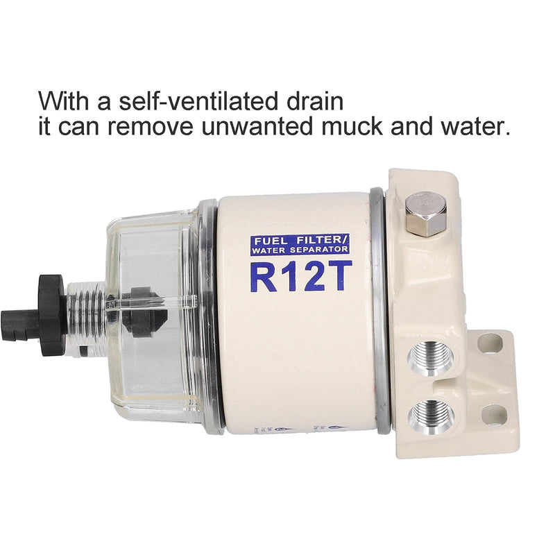 [Australia - AusPower] - Aramox Fuel Filter Water Separator, Marine Spin-On Fuel Filter Water Separator 30 GPH Flow Rate with Self-Bleeding Drain R12T Replacement 