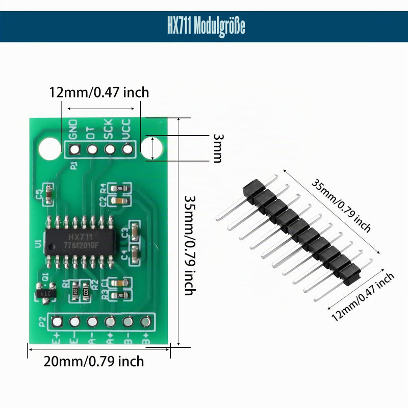 HX711 Binghe 5 Pieces Pressure Sensor 24 Bit A/D Precision Load Cells High Precision Weighing Sensor Module Compatible with Arduino