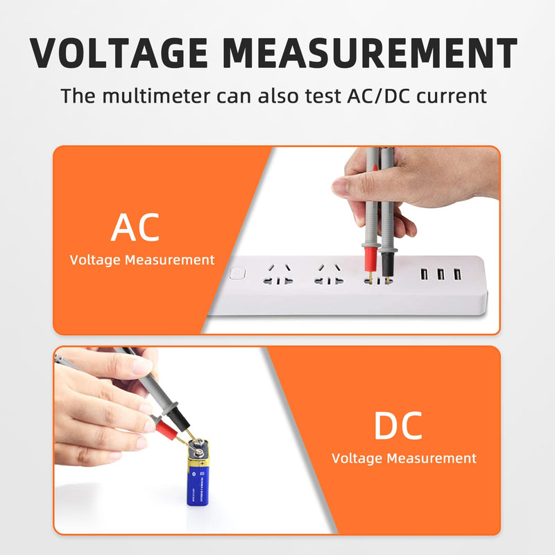 [Australia - AusPower] - Digital Multimeter TRMS 6000 Counts, Auto-Ranging Voltmeter with Non-Contact Voltage Tester, Electric Tester with Voltage, Current, Resistance, Rechargeable Battery & Data Hold for Automotive 