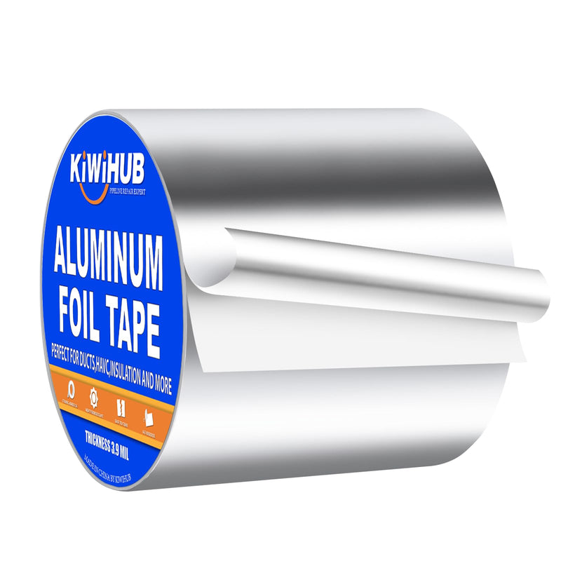 Aluminum Foil Tape,4 inch x 65ft(3.9Mil),Heavy Duty HVAC Tape,Insulation Adhesive Metal Tapes for Ductwork,Dryer Vents Pipe,Sealing and Repairing 4 inch x 65ft 1