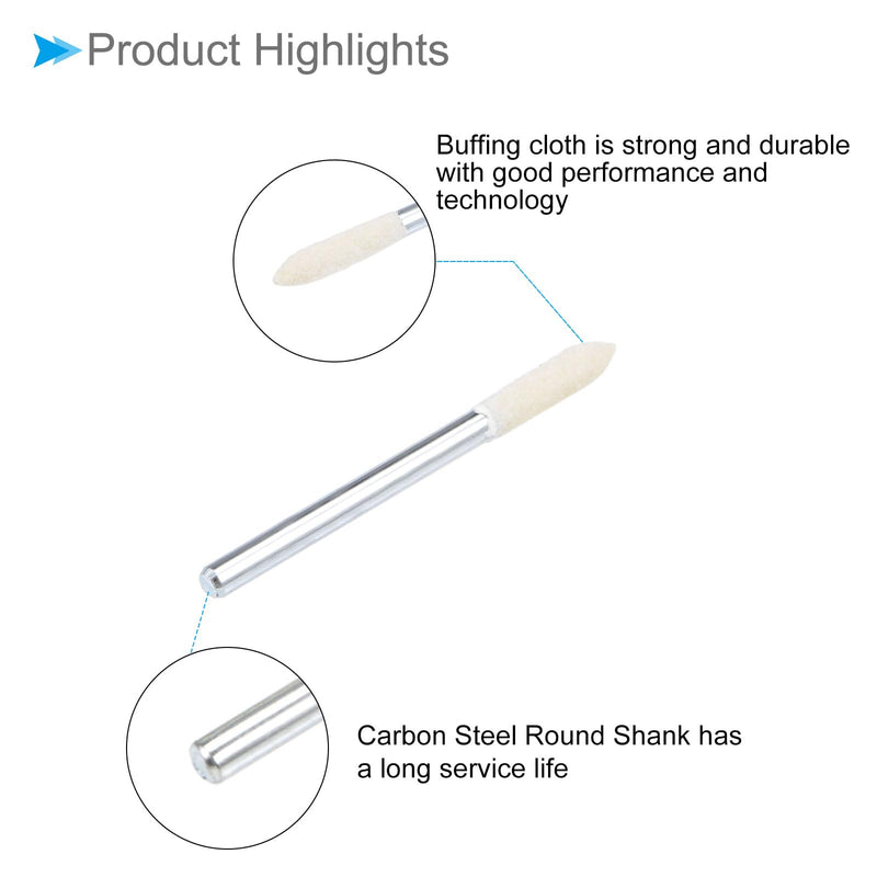 [Australia - AusPower] - CoCud Wool Felt Mounted Polishing Bits 3 mm Diameter 1/8 Inch Shank Conical Polishing Head Pack of 15 
