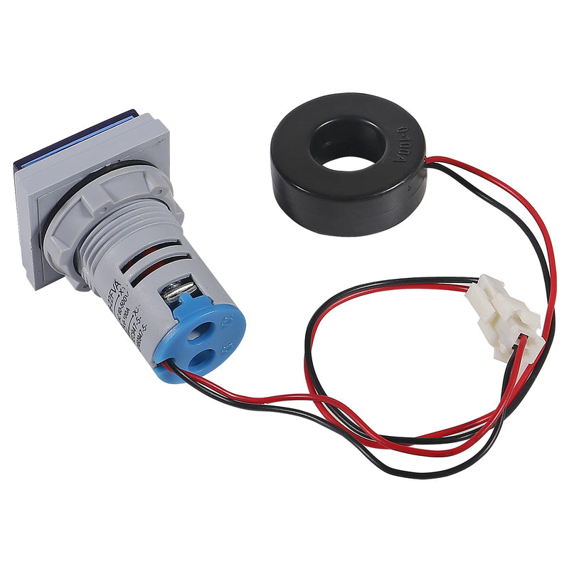[Australia - AusPower] - 2pcs Blue LED Display Voltmeter, Square Dual Display Voltmeter and Ammeter LED Digital Voltage Gauge AC 60-500V 0-100A Current Meter Indicator 